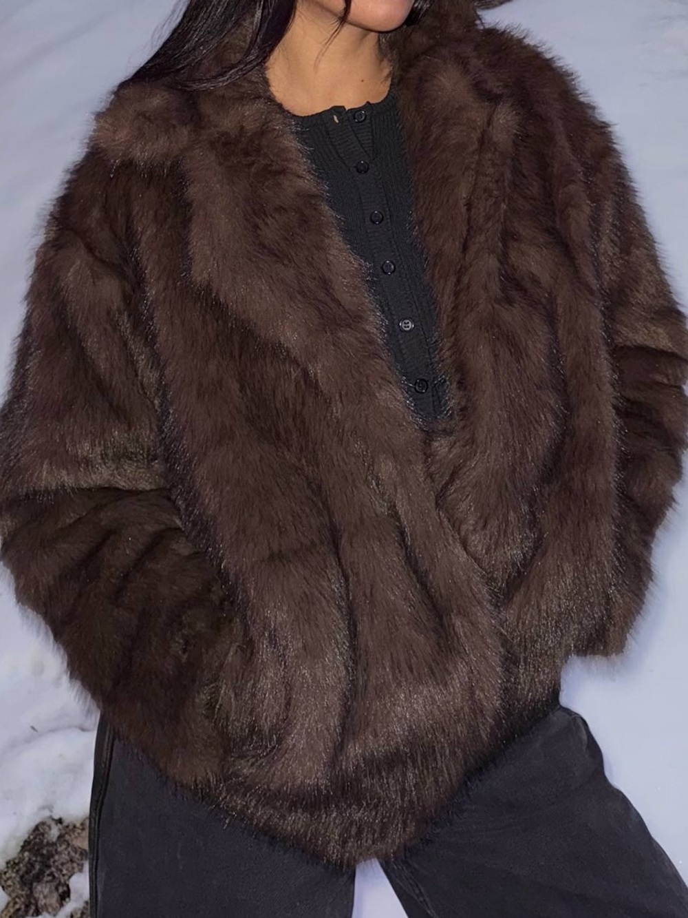 Princess Polly Dark Brown Faux Fur Teddy Jacket